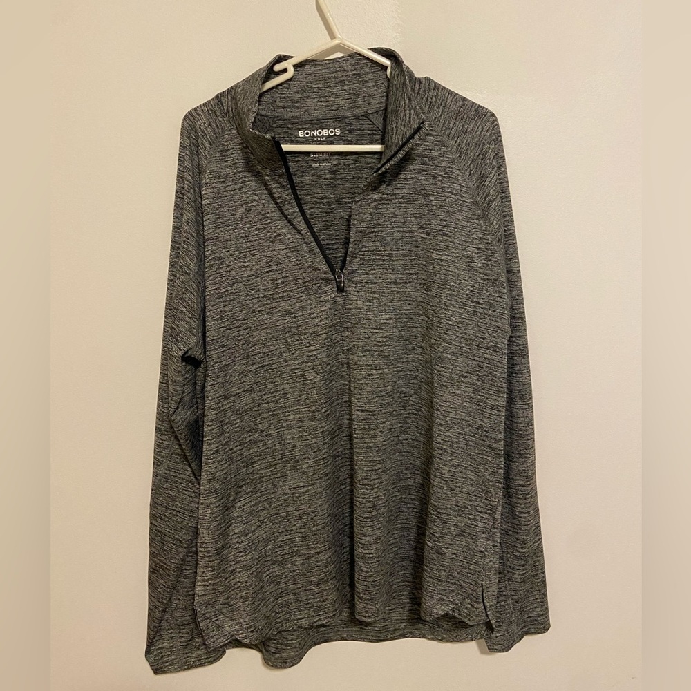 Bonobos Playthrough Performance Quarter-Zip Golf Pullover Jacket (Grey, Large)